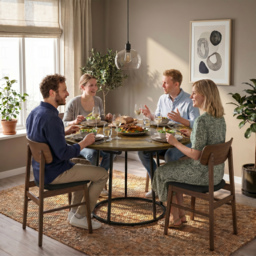 HOMCOM Dining Table Space Saving Kitchen Table Spliced Tabletop Conical Metal Base 120 cm Round Rustic Brown - thumbnail 7