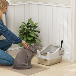 PawHut Stainless Steel Cat Litter Box with High Sides, Scoop, 43 x 33 x 25 cm - thumbnail 2