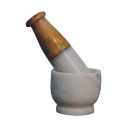 Small Marble Pestle & Mortar Set, Handmade Wooden Handle, Compact Spice Grinder for Herbs, 7 x 7 x 6 cm, Brown & White - Aosom UK - thumbnail 7