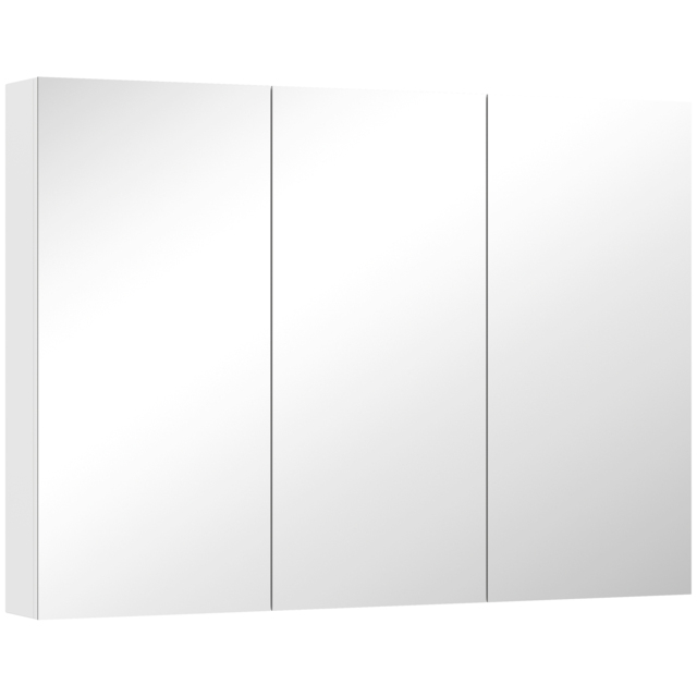 HOMCOM Three-Mirror Bathroom Storage Cabinet - White - image 1