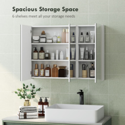 HOMCOM Three-Mirror Bathroom Storage Cabinet - White - thumbnail 4