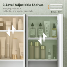 HOMCOM Three-Mirror Bathroom Storage Cabinet - White - thumbnail 5