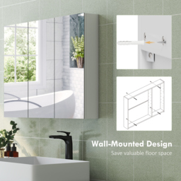 HOMCOM Three-Mirror Bathroom Storage Cabinet - White - thumbnail 7