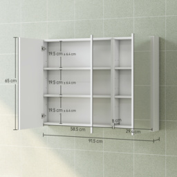 HOMCOM Three-Mirror Bathroom Storage Cabinet - White - thumbnail 3