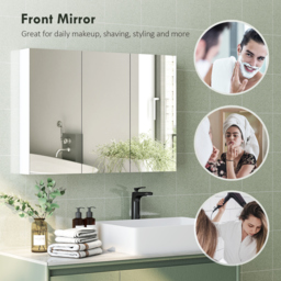 HOMCOM Three-Mirror Bathroom Storage Cabinet - White - thumbnail 6