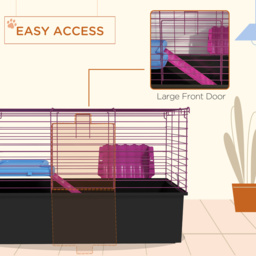 PawHut Chinchillas Small Rabbit Guinea Pig Small Animal Cage Pet Playhouse with Platform Ramp, 71 x 46 x 47 cm - Aosom UK - thumbnail 7