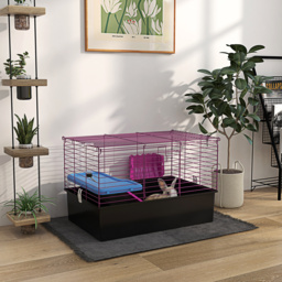 PawHut Chinchillas Small Rabbit Guinea Pig Small Animal Cage Pet Playhouse with Platform Ramp, 71 x 46 x 47 cm - Aosom UK - thumbnail 2