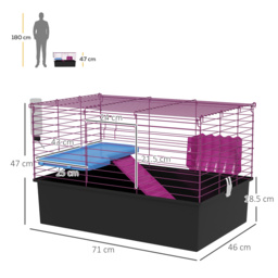 PawHut Chinchillas Small Rabbit Guinea Pig Small Animal Cage Pet Playhouse with Platform Ramp, 71 x 46 x 47 cm - Aosom UK - thumbnail 3