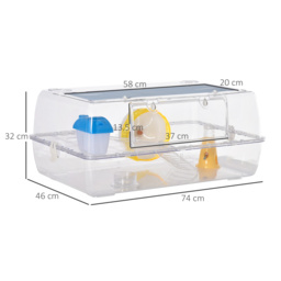 PawHut Portable Hamster Cage, 2 Storey Small Pet Habitat with Exercise Wheel, Water Bottle, and Feeding Bowl - Aosom UK - thumbnail 3