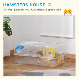 PawHut Portable Hamster Cage, 2 Storey Small Pet Habitat with Exercise Wheel, Water Bottle, and Feeding Bowl - Aosom UK - thumbnail 5