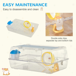PawHut Portable Hamster Cage, 2 Storey Small Pet Habitat with Exercise Wheel, Water Bottle, and Feeding Bowl - Aosom UK - thumbnail 6