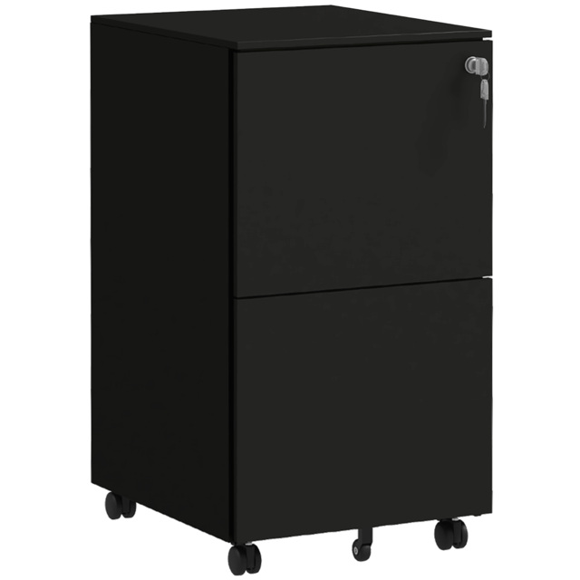 Vinsetto 2-Drawer Vertical Filing Cabinet with Lock, Steel Mobile File Cabinet with Hanging Bar for A4, Legal and Letter Size, Black - Aosom UK - image 1