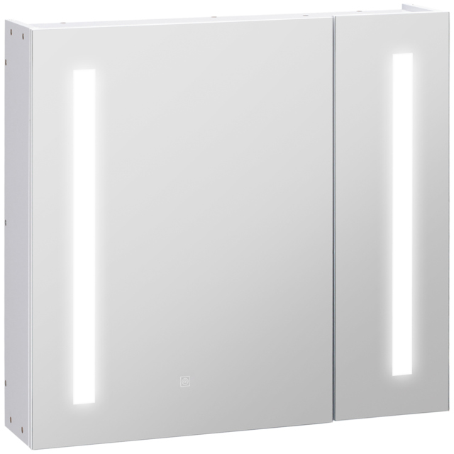 kleankin Illuminated Bathroom Cabinet: Wall-Mounted with LED Mirror, Adjustable Shelf, Touch Switch, USB Charging, Pristine White - Aosom UK - image 1