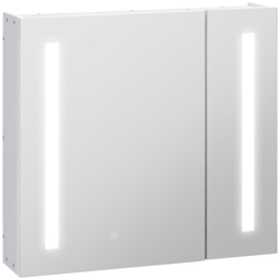 kleankin Illuminated Bathroom Cabinet: Wall-Mounted with LED Mirror, Adjustable Shelf, Touch Switch, USB Charging, Pristine White - Aosom UK - thumbnail 1