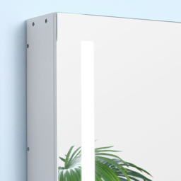 kleankin Illuminated Bathroom Cabinet: Wall-Mounted with LED Mirror, Adjustable Shelf, Touch Switch, USB Charging, Pristine White - Aosom UK - thumbnail 9