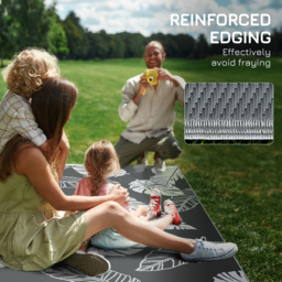 Outsunny Plastic Straw Reversible RV Outdoor Rug with Carry Bag, 182 x 274cm, Grey and White - Aosom UK - thumbnail 8