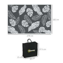 Outsunny Plastic Straw Reversible RV Outdoor Rug with Carry Bag, 182 x 274cm, Grey and White - Aosom UK - thumbnail 3