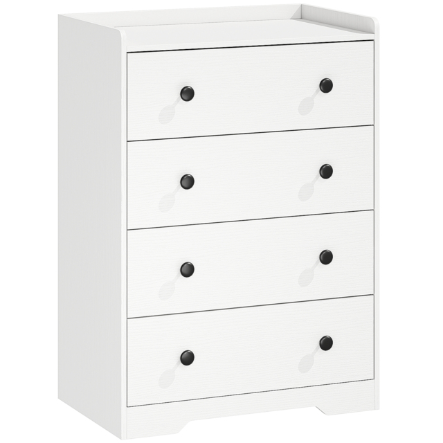 HOMCOM 4 Drawer Chest of Drawers, Modern Dresser for Bedroom, Storage Cabinet for Living Room Entryway, White Wood Effect - image 1