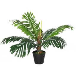 Outsunny 60cm Fake Palm Tree, Indoor/Outdoor Decorative Plant with 8 Leaves and Nursery Pot - Aosom UK