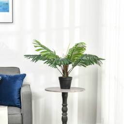 Outsunny 60cm Fake Palm Tree, Indoor/Outdoor Decorative Plant with 8 Leaves and Nursery Pot - Aosom UK - thumbnail 5