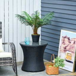 Outsunny 60cm Fake Palm Tree, Indoor/Outdoor Decorative Plant with 8 Leaves and Nursery Pot - Aosom UK - thumbnail 2
