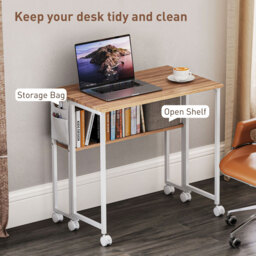 HOMCOM 80 cm Drop Leaf Writing Work Desk - Natural Wood Finish - thumbnail 5