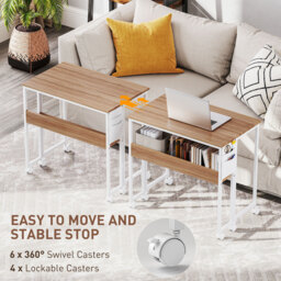 HOMCOM 80 cm Drop Leaf Writing Work Desk - Natural Wood Finish - thumbnail 6
