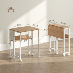 HOMCOM 80 cm Drop Leaf Writing Work Desk - Natural Wood Finish - thumbnail 3