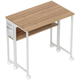 HOMCOM 80 cm Drop Leaf Writing Work Desk - Natural Wood Finish - thumbnail 1