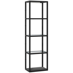 HOMCOM LED Floor Lamp with Glass Shelves, 4 Layers Dimmable Tall Standing Lamp, Modern Column Shelf Floor Light for Living Room, Bedroom, Office, Black - thumbnail 1