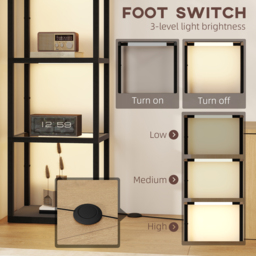 HOMCOM LED Floor Lamp with Glass Shelves, 4 Layers Dimmable Tall Standing Lamp, Modern Column Shelf Floor Light for Living Room, Bedroom, Office, Black - thumbnail 5
