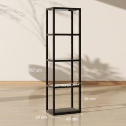 HOMCOM LED Floor Lamp with Glass Shelves, 4 Layers Dimmable Tall Standing Lamp, Modern Column Shelf Floor Light for Living Room, Bedroom, Office, Black - thumbnail 3