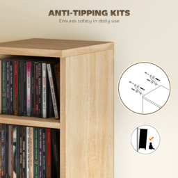 HOMCOM Set of 2 CD Media Display Shelf Unit Tower Rack with Adjustable Shelves, Oak - thumbnail 7
