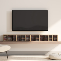 HOMCOM Set of 2 CD Media Display Shelf Unit Tower Rack with Adjustable Shelves, Oak - thumbnail 9