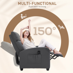 HOMCOM Reclining Massage Chair, Faux Leather with Footrest, Remote Control, for Lounge, Bedroom, Cinema, Grey - thumbnail 5