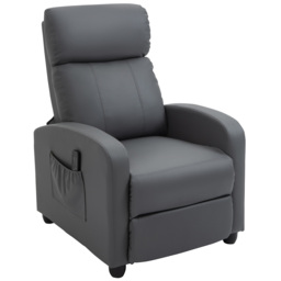 HOMCOM Reclining Massage Chair, Faux Leather with Footrest, Remote Control, for Lounge, Bedroom, Cinema, Grey