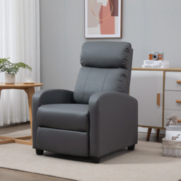 HOMCOM Reclining Massage Chair, Faux Leather with Footrest, Remote Control, for Lounge, Bedroom, Cinema, Grey - thumbnail 2
