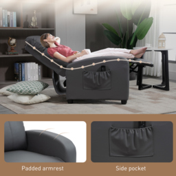 HOMCOM Reclining Massage Chair, Faux Leather with Footrest, Remote Control, for Lounge, Bedroom, Cinema, Grey - thumbnail 7