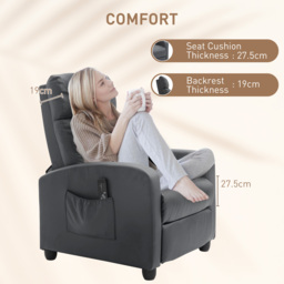 HOMCOM Reclining Massage Chair, Faux Leather with Footrest, Remote Control, for Lounge, Bedroom, Cinema, Grey - thumbnail 6
