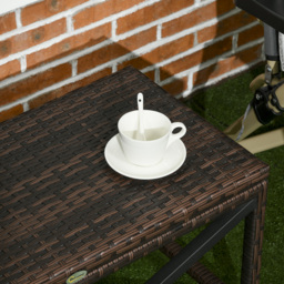 Outsunny PE Rattan Garden Side Table, Outdoor Coffee Table with X-Shape Frame, Mixed Brown - thumbnail 9