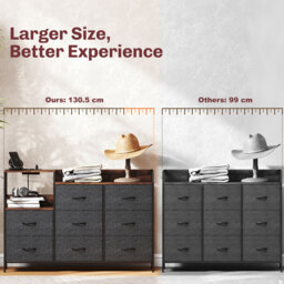 HOMCOM Chest of Eight Drawers, with Charging Station - Brown/Black - thumbnail 7