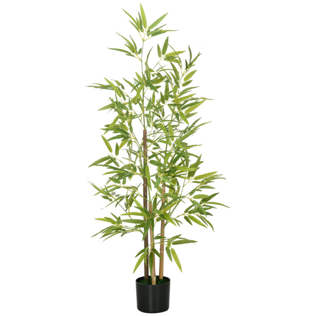 HOMCOM Artificial Plant Bamboo Artificial Tree Height 120 cm with Pot for Home Indoor Decor - image 1