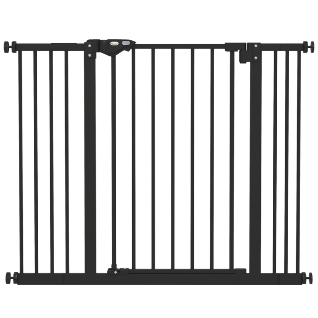 PawHut Dog Gate for Stairs Dog Gate Pet Gate with Openable Metal Frame, for Doorways, Corridors, Staircases, 74-100Wcm, Black - Aosom UK - image 1