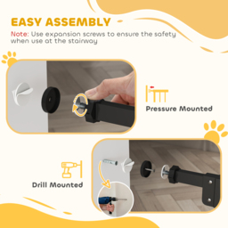 PawHut Dog Gate for Stairs Dog Gate Pet Gate with Openable Metal Frame, for Doorways, Corridors, Staircases, 74-100Wcm, Black - Aosom UK - thumbnail 7