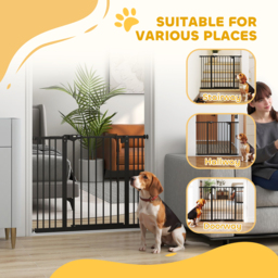 PawHut Dog Gate for Stairs Dog Gate Pet Gate with Openable Metal Frame, for Doorways, Corridors, Staircases, 74-100Wcm, Black - Aosom UK - thumbnail 8
