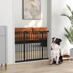 PawHut Dog Gate for Stairs Dog Gate Pet Gate with Openable Metal Frame, for Doorways, Corridors, Staircases, 74-100Wcm, Black - Aosom UK - thumbnail 2