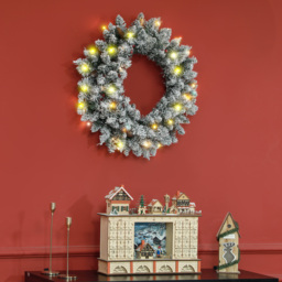 HOMCOM Christmas Wreaths for Front Door for Front Door with LED Lights, Pine Cones, 60cm Pre-Lit Wreath for Windows, Wall, Green - Aosom UK - thumbnail 8