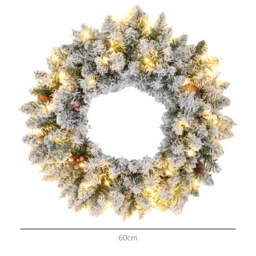 HOMCOM Christmas Wreaths for Front Door for Front Door with LED Lights, Pine Cones, 60cm Pre-Lit Wreath for Windows, Wall, Green - Aosom UK - thumbnail 3