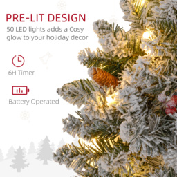HOMCOM Christmas Wreaths for Front Door for Front Door with LED Lights, Pine Cones, 60cm Pre-Lit Wreath for Windows, Wall, Green - Aosom UK - thumbnail 5