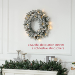 HOMCOM Christmas Wreaths for Front Door for Front Door with LED Lights, Pine Cones, 60cm Pre-Lit Wreath for Windows, Wall, Green - Aosom UK - thumbnail 4